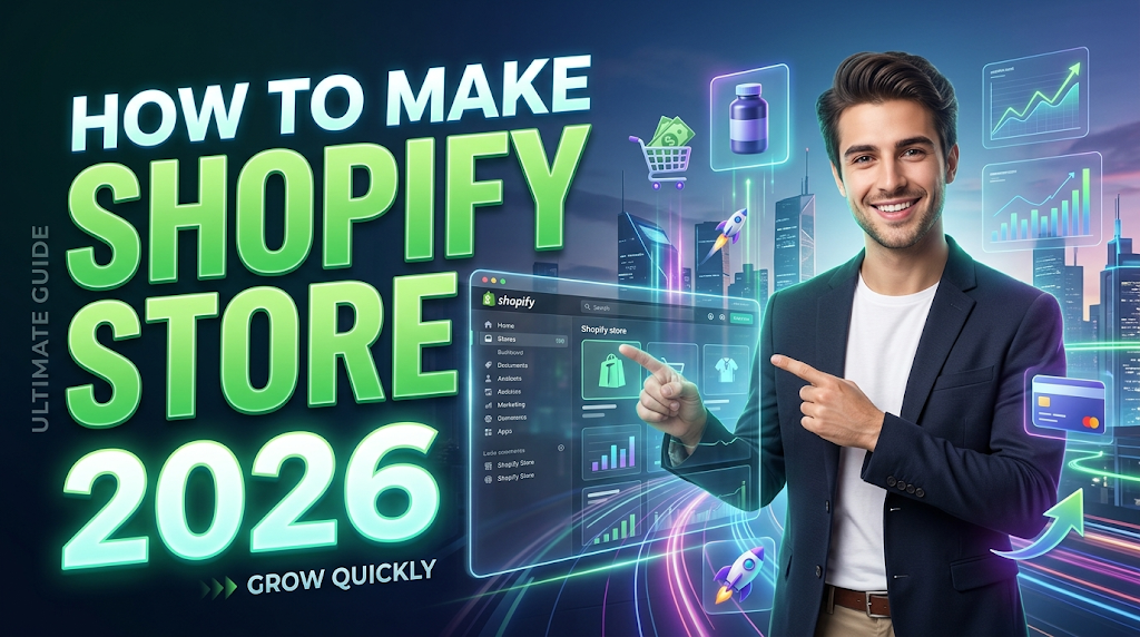 How to Make Shopify Store 2026 – YouTube Thumbnail (Digital Download)